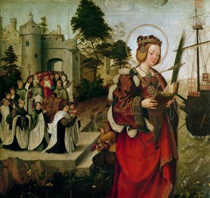 Der Leichenzug der Reliquien von St. Auta, aus dem St. Auta Altarbild, ca. 1520 (Detail) von Master of the St. Auta Altarpiece